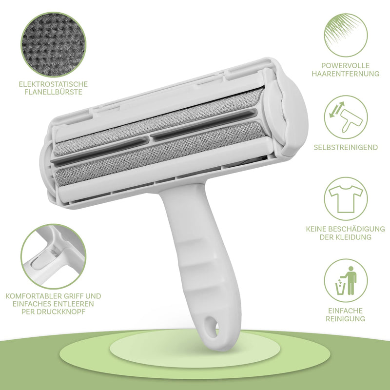 Just|fyn - 2-in-1 pet hair remover, lint roller for removing cat hair and dog hair - self-cleaning, reusable for sofa, bed, car, clothing - dog accessories and cat accessories (grey) grey - PawsPlanet Australia