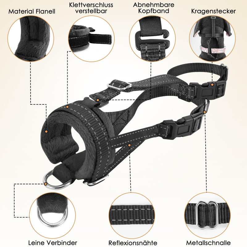 Eyein Muzzle for Small Dogs, Adjustable Reflective Nylon Dog Muzzle with Connecting Strap, Dogs Can Pant and Drink, Prevents Biting, Barking and Chewing (Black, S) Black - PawsPlanet Australia