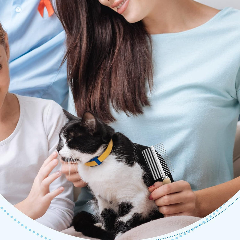Dog comb cat comb, dog & cat brush suitable for medium to long hair, wooden double comb with metal rounded teeth, pet care comb brush against fleas undercoat - PawsPlanet Australia