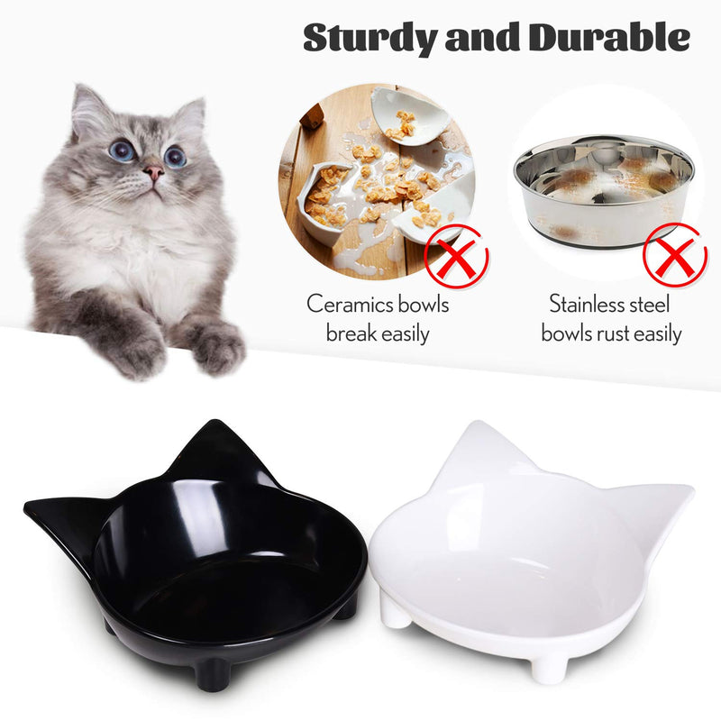Cat Bowls Cat Food Bowls Non Slip Cat Double Dish Pet Food & Water Bowls Feeder Bowls Pet Bowl Set of 3 for Dogs Cats Small Animals (Safe Food-Grade Melamine Material) White, Gray and Black - PawsPlanet Australia