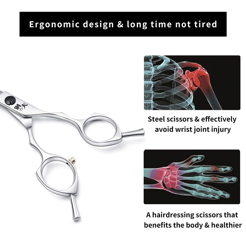 [Australia] - 7.0" Pet Grooming Scissors,Curved Scissors/Thinning Shears,Made of Japanese 440C Stainless Steel, Strong and Durable for Pet Groomer or Family DIY Use A-Silver-Curved Scissors 