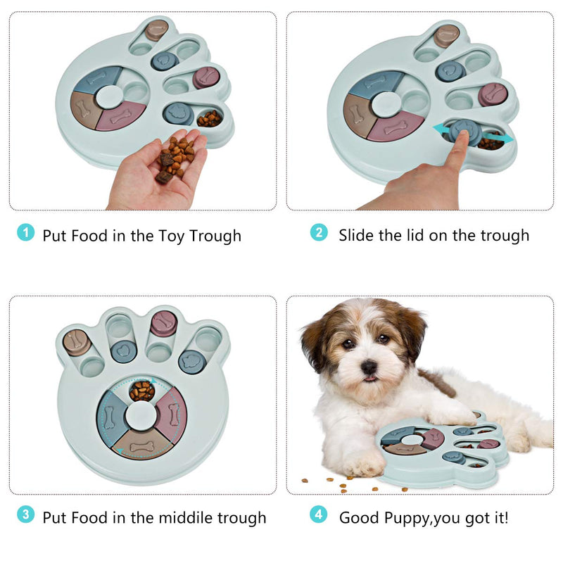 Idepet Dog Puzzle Slow Feeder Toy, Puppy Treat Feeder Dog Slow Feeder Training Bowl, Dog IQ Brain Games Treat Dispenser for Puppy Chihuahua Teddy Golden Retriever(Blue) Blue - PawsPlanet Australia