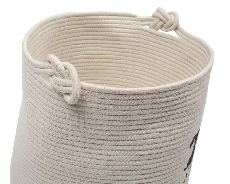 Brabtod Cotton rope dog toy basket, puppy toy basket, laundry basket blanket storage bin - Perfect for organizing pet toys, coat, blankets, pee mat and clutter - Beige - PawsPlanet Australia