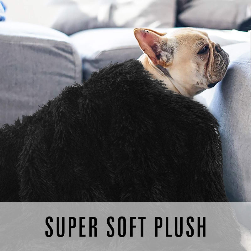BENRON Premium Fluffy Pet Blanket for Small Medium Large Dogs, Cozy Reversible Sherpa Dog Blankets, Machine Washable, Soft, Warm Pets Throw Blanket,20 x 30 Inch Black 20x30 Inches - PawsPlanet Australia