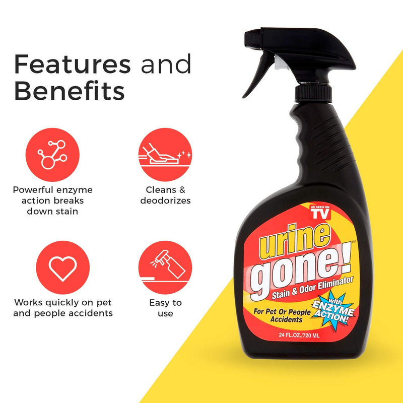 [Australia] - Urine Gone, S Stain & Odor Eliminator: Professional Strength Fast-Acting Enzyme-Based Solution, Instantly Penetrates and Neutralizes into the Fibers of a Carpet, Stops Pets from Remarking, 24 oz 