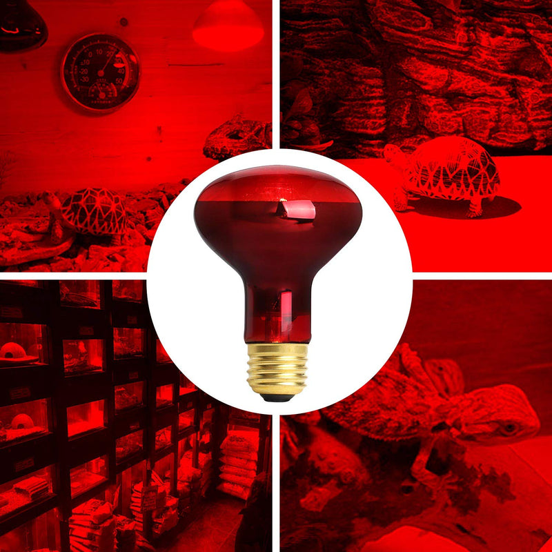 [Australia] - AOMRYOM 100W Infrared Basking Spot Heat Lamp Bulb Red Light Heat Bulbs for Pet Lizards Bearded Dragons Chameleons Snakes Reptiles & Amphibians - 2 Pack 