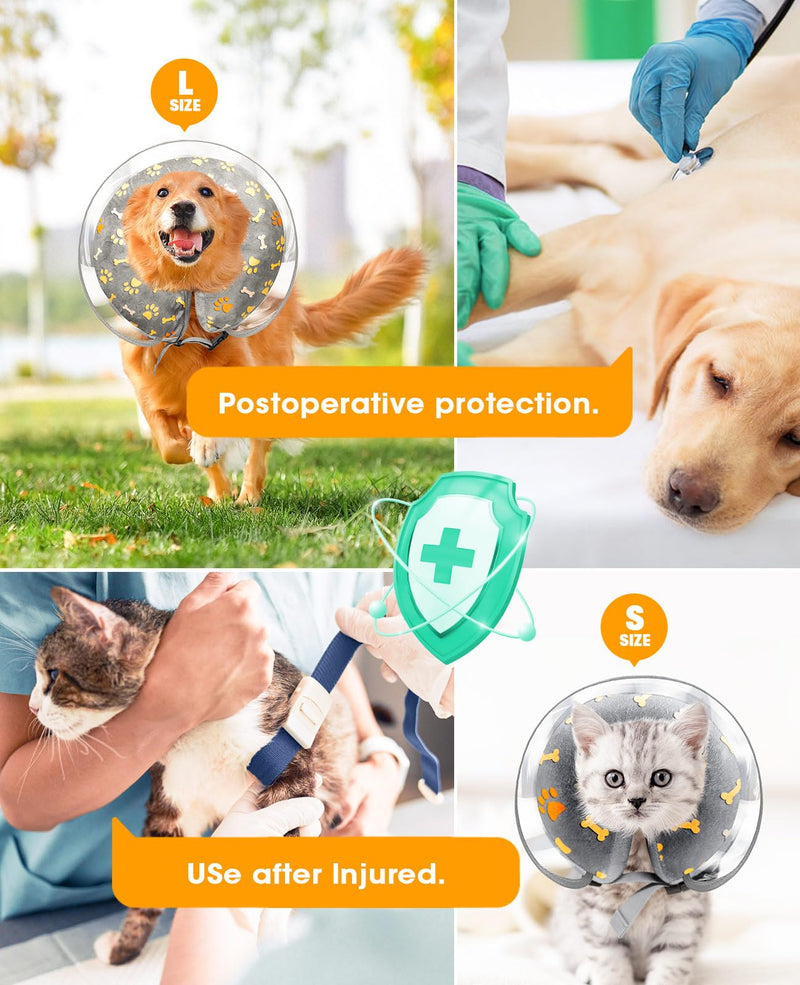 ANZOME Inflatable Neck Brace Dog and Cats After Surgery, Paw Prints Design-M M - PawsPlanet Australia