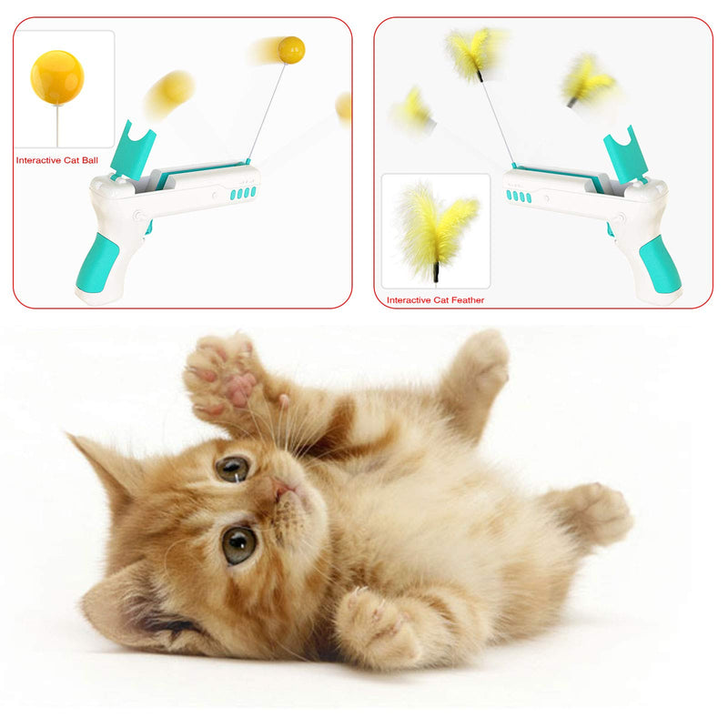 Loveyes Cat Feather Toys, Rebound Gun Toys for Kitten,Interactive Toys with Ball and Feather for Entertainment and Exercise,cat Wand toys for indoor or outdoor cats,Blul,Pink (Blue) Blue - PawsPlanet Australia