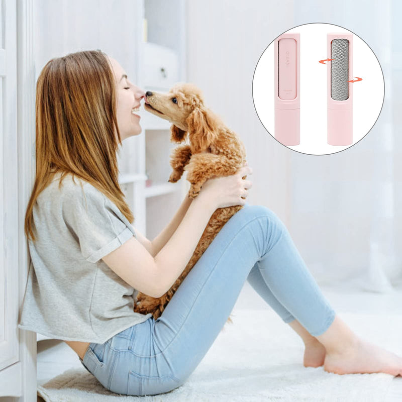 XuanHe Rotating Hair Remover Brush, Reusable Small Lint Roller, Self Cleaning Hair Remover for Clothes, Portable & Lightweight Lint Brush for Pet Fur, Clothes Fluff, Sofa Fuzz, Bedding (Pink) - PawsPlanet Australia