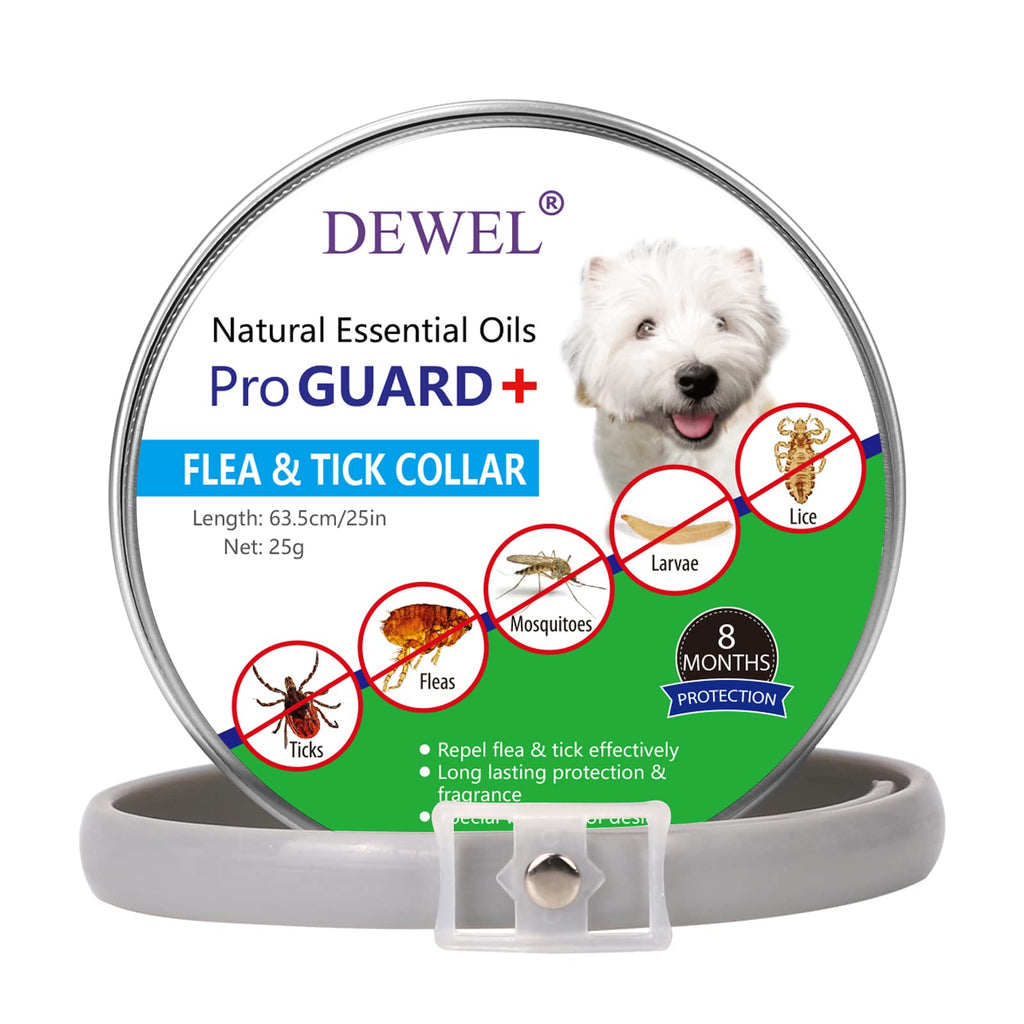 DEWEL Adjustable Tick Collar for Dogs and Cats, 63.5cm Flea Tick Collar Flea and Tick Prevention Collars Waterproof Dog Flea Collar - PawsPlanet Australia