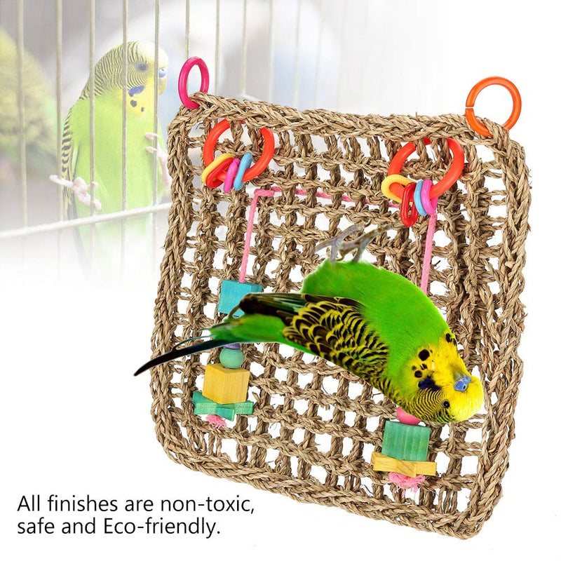 Fdit Parrot Seagrass Woven Climbing Net Toys Multipurpose Hanging Hook Bird Chew Toy Mat for Pet Exercise Beak Playing Swing - PawsPlanet Australia