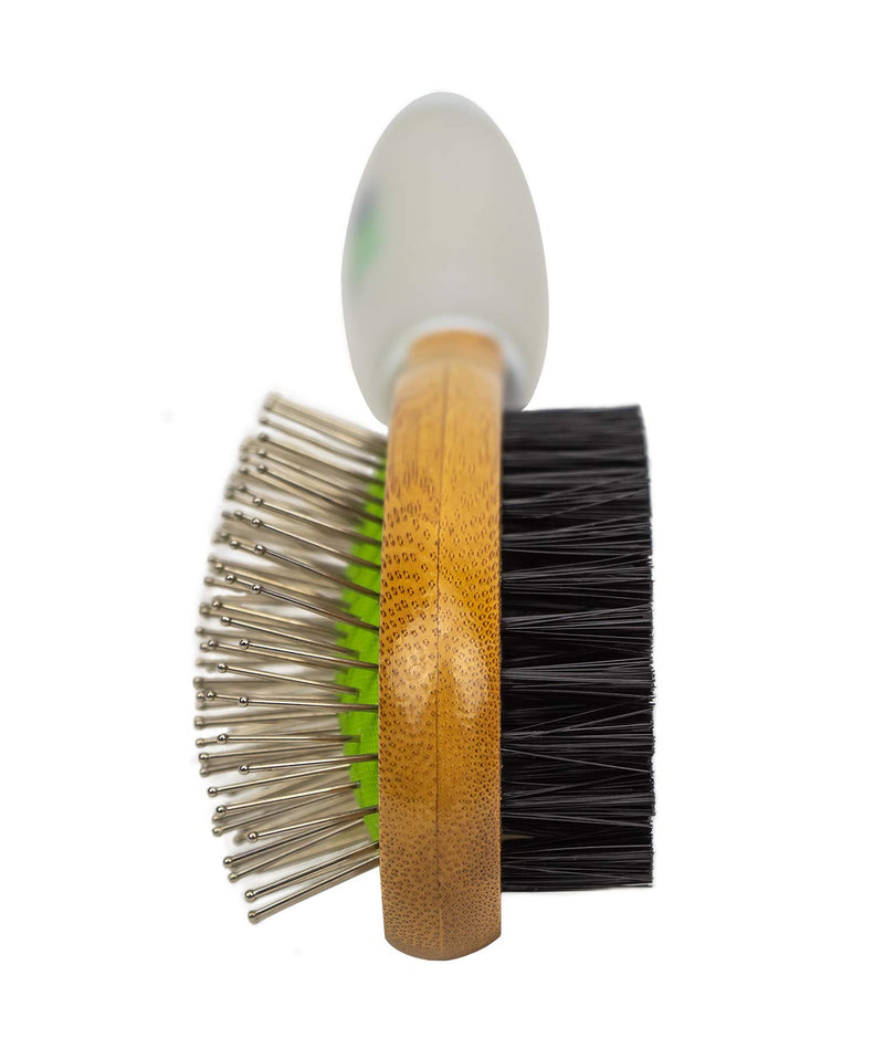 [Australia] - Bamboo 2-in-1 Pin and Bristle Brush with Comfort Gel Handle 