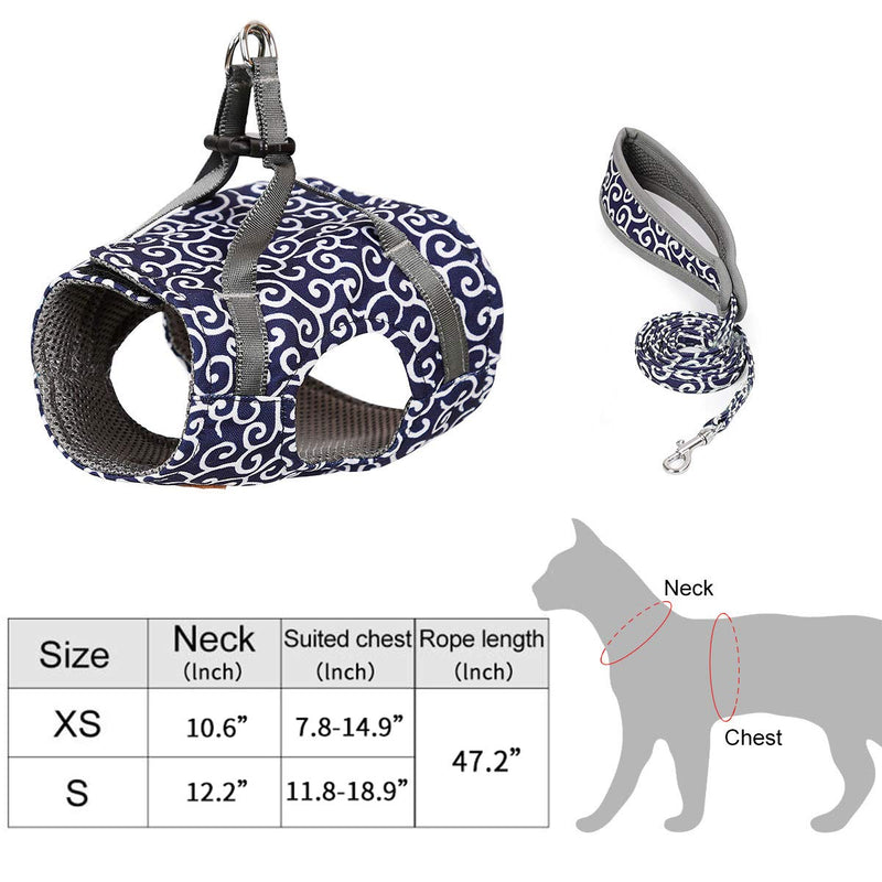 [Australia] - CJIBMWI Cat Harness and Leash for Walking, Escape Proof Soft Adjustable Vest Harnesses for Cats, Breathable Pet Safety Jacket with Padded Handle Leash XS Blue 