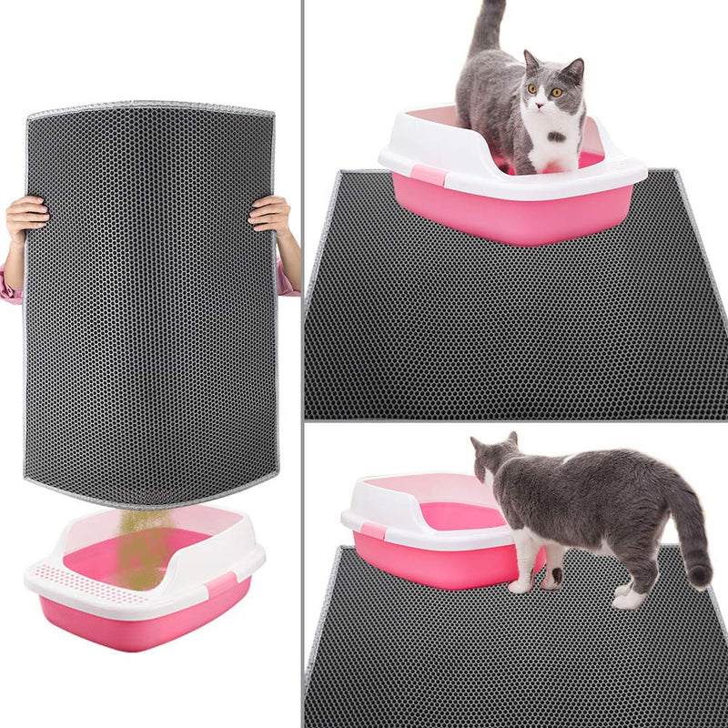 Pieviev Cat Litter Mat Litter Tray Mat of Large Size Double Layer Honeycomb Large Holes Design Waterproof EVA Material BPA Free, Soft on Paws and Washable (76X61cm, Gray) 76X61cm - PawsPlanet Australia