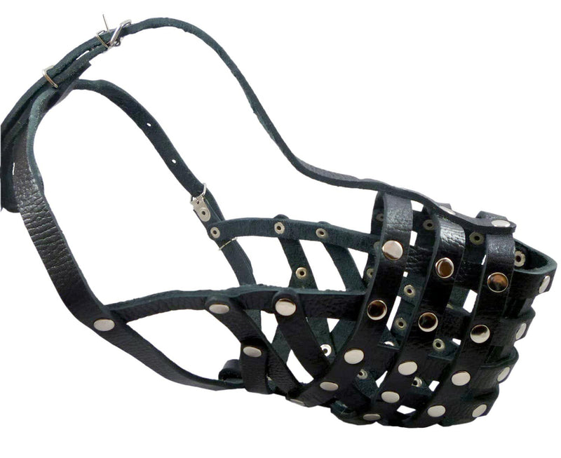 [Australia] - Secure Leather Mesh Basket Dog Muzzle #15 Black - Rottweiler (Circumference 13.5", Snout Length 4") 