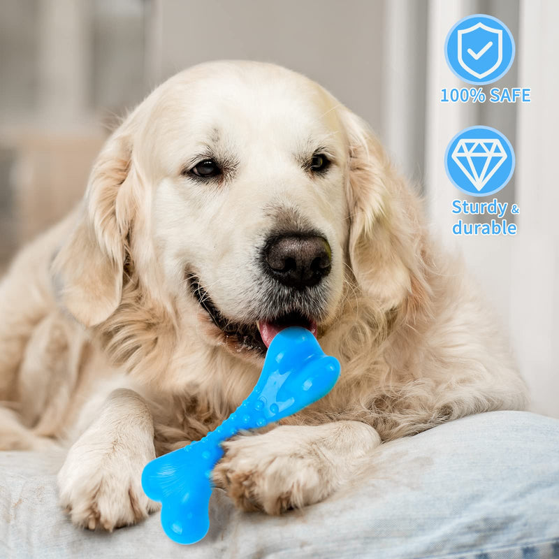 HEAPETBON Dog Chew Toys for Aggressive Chewers, Natural Rubber Indestructible Teeth Clean Toys, Durable Chew Toys for Medium/ Large Dogs Blue-bones - PawsPlanet Australia