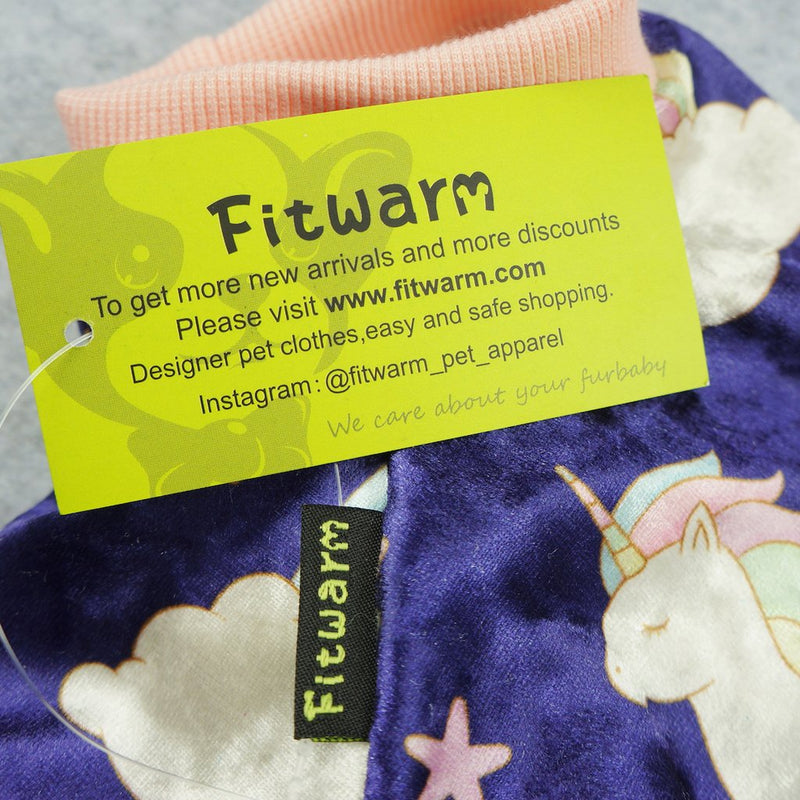 [Australia] - Fitwarm Fairy Unicorn Dog Pajamas Pet Clothes Jumpsuit PJS Apparel Soft Velvet Purple XS 