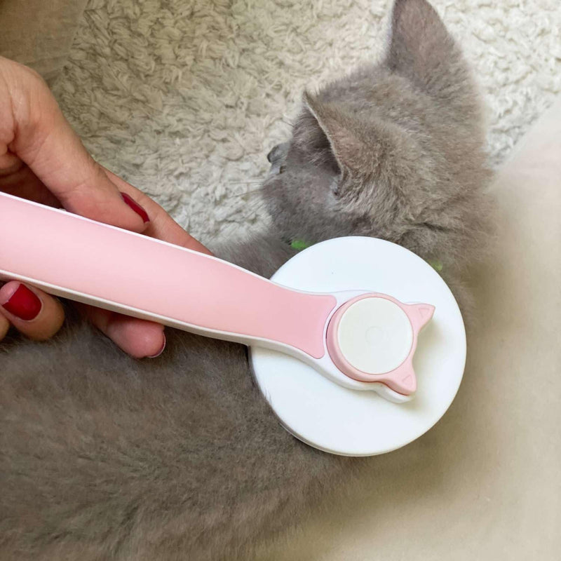 INTIRILIFE Cat Brush Dog Brush in Pink - White - 18.8 x 7.5 x 5 cm - Pet Fur Brush with Push Button for Removing Hair Self-Cleaning Pink - White - PawsPlanet Australia