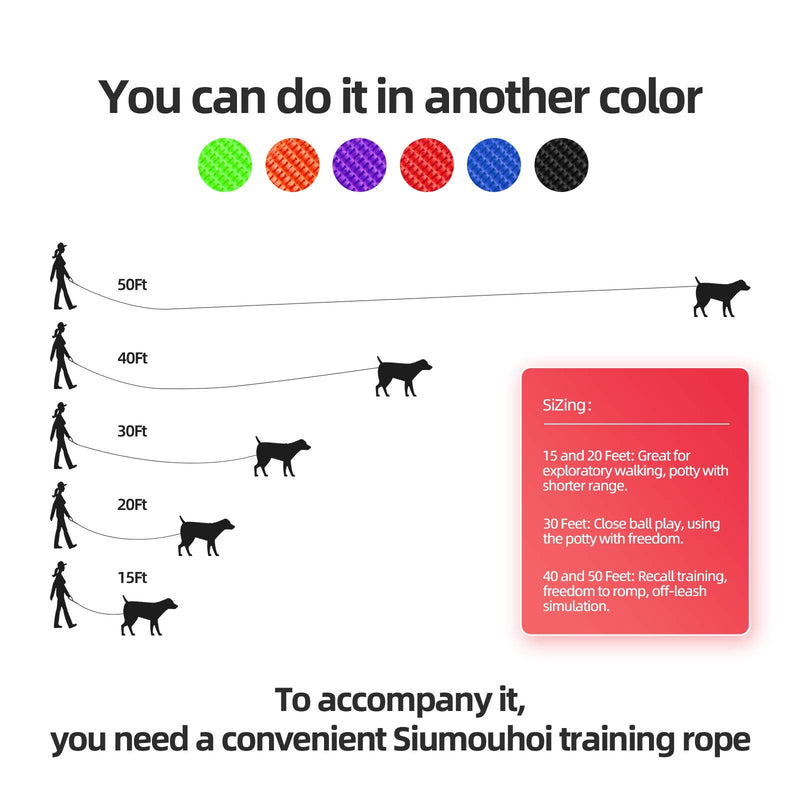 Siumouhoi Dog/Puppy Obedience Recall Training Agility Lead-15 ft 20 ft 30 ft 40 ft 50 ft Long Leash -for Training Leash, Play, Safety, Camping,or Backyard 15 Feet Black - PawsPlanet Australia