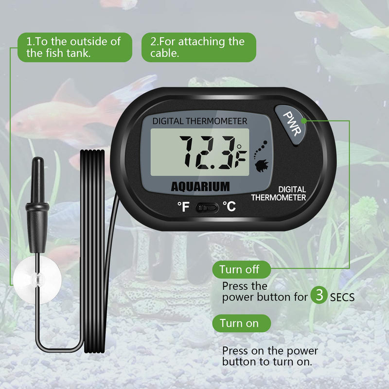 Thlevel Digital Aquarium Fish Tank Thermometer Terrarium Water Temperature Meter Gauge with Water-Resistant Sensor Probe for Reptile Turtle Incubators - PawsPlanet Australia