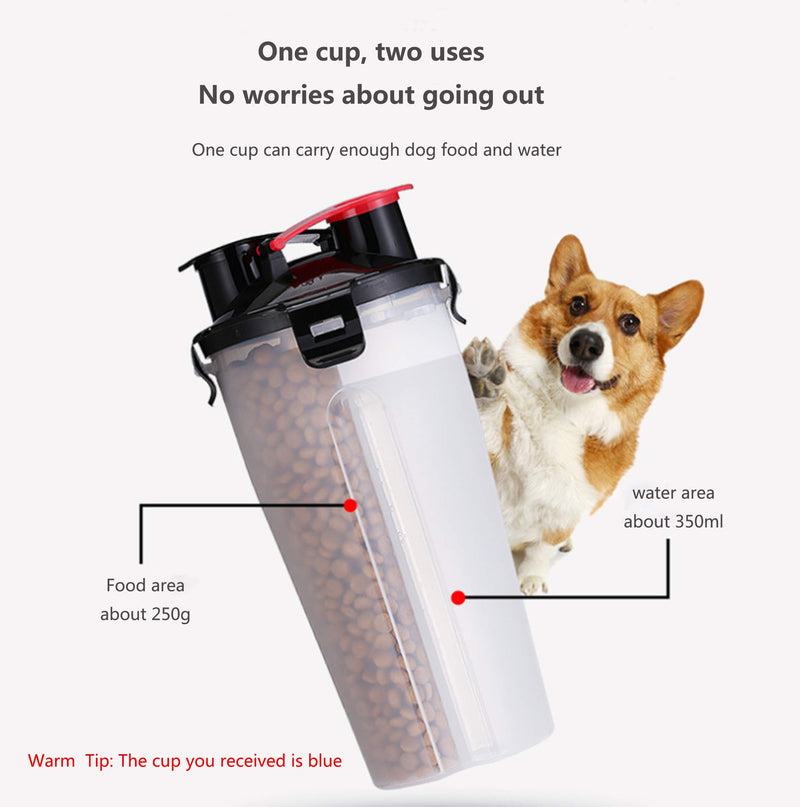 Pet Water Bottle and Food Container,Tianher 3pcs Portable Dispenser and Food Container for Travel 2-in-1&Squeeze Drinking Bottle&Folding Silicone Pet slow food bowl for Outdoor Travel Take a Walk - PawsPlanet Australia