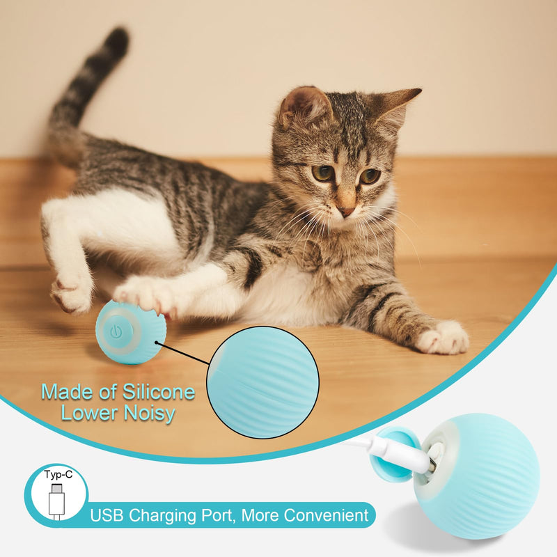 Weinlichkeit Interactive Cat Toy Ball, 360° Self-Rotating Electric Ball, Cat Ball with LED Light, USB Rechargeable Funny Balls Toy for Cats - PawsPlanet Australia