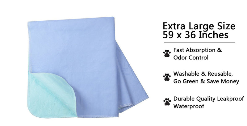 [Australia] - Washable Reusable Whelping Mat Dog Training Pee Pads, 2Pack Extra Large 59 x36 Leakproof Waterproof Fast Absorbing Odor Control, Senior Incontinence Kid Bed Wetting, Protect Floor Furniture Car 