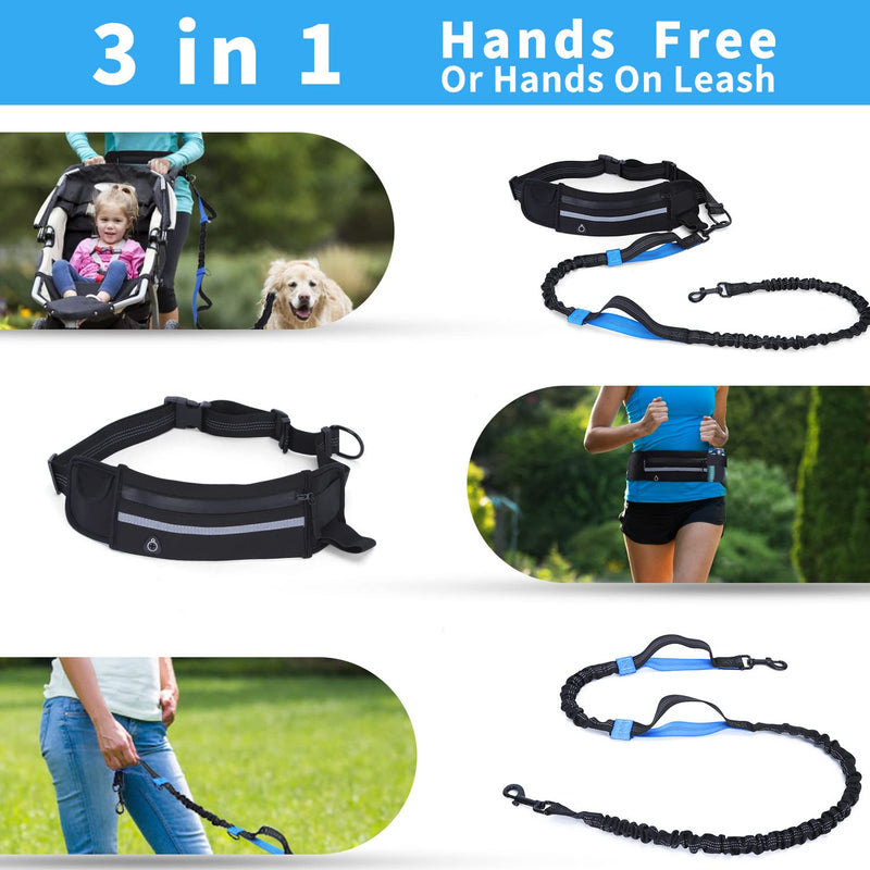 Nobleza Jogging Leash for Dogs, Hands-Free Leash with Belt Bag, Hands-Free Dog Leash for Running with Adjustable Waist Belt Bungee Leash for Hands-Free Jogging - PawsPlanet Australia