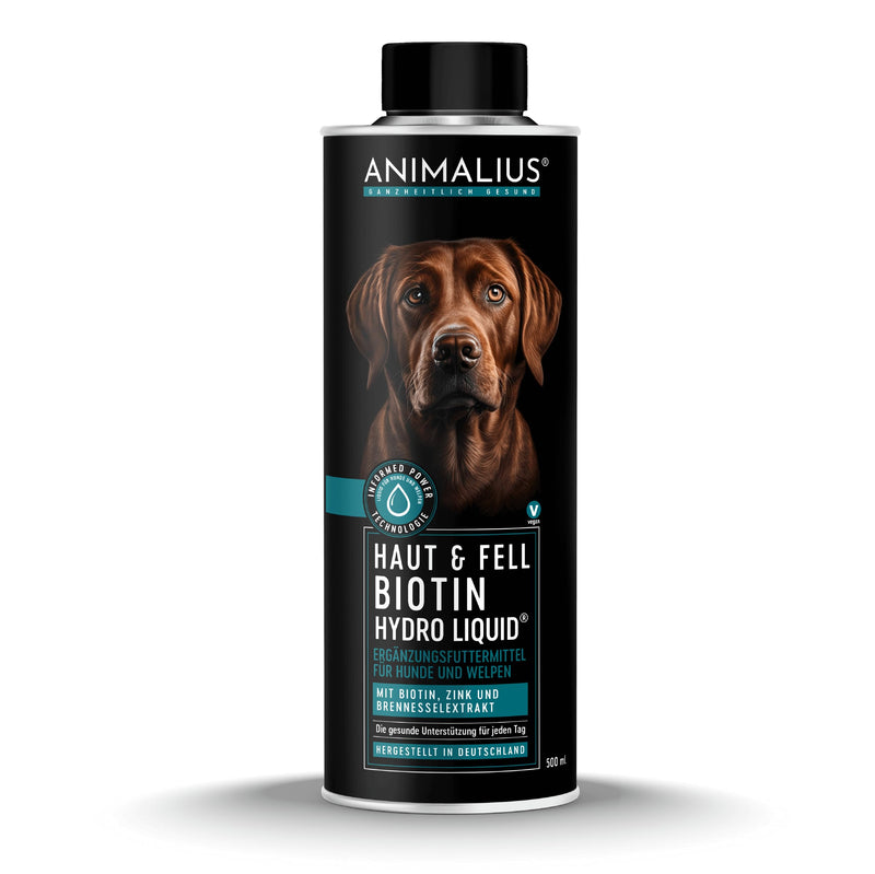 Animalius | Skin & Coat BIOTIN Liquid 500 ml | For dogs, with zinc, biotin, MSM | For itching, hair loss, shedding, for shiny and strong fur - PawsPlanet Australia
