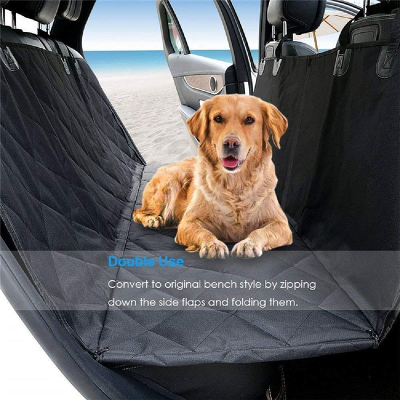 Invivo 100% Waterproof Dog Car Seat Covers, Dog Seat Cover with Side Flaps, Pet Seat Cover for Back Seat - Black, Hammock Convertible - PawsPlanet Australia