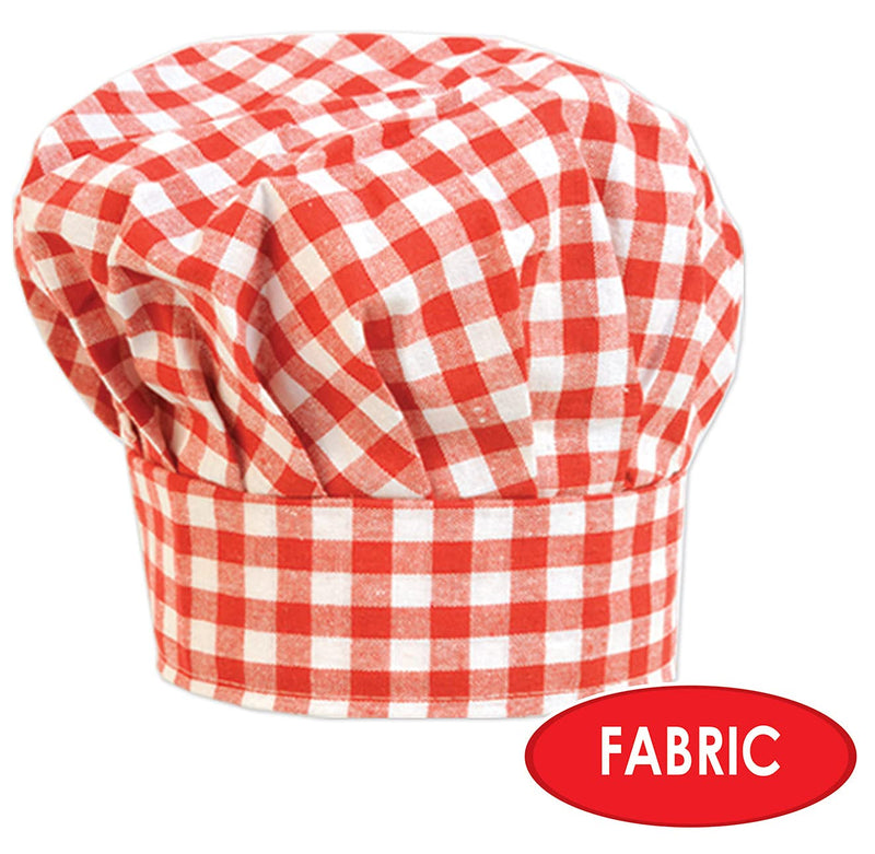 Gingham Fabric Chef's Hat (red) Party Accessory  (1 count) (1/Pkg) - PawsPlanet Australia
