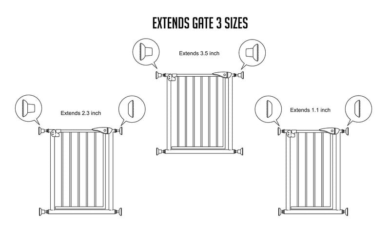 Baby Gate Extender Wall Protector - Pressure Mounted Gates Extension Kit Extends 1.1-3.5 inches Child Safety Gates and Protect Walls & Doorways from Pet & Dog Gates - Work on Stairs (Black) Black - PawsPlanet Australia