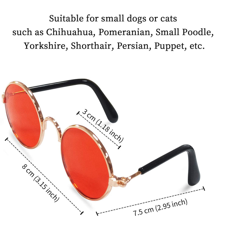 [Australia] - 8 Pcs Pet Sunglasses Retro Funny Round Metal Prince Glasses Set for Small Cats Dogs Cosplay Toys Photos Props Accessories 8 pack color mix 