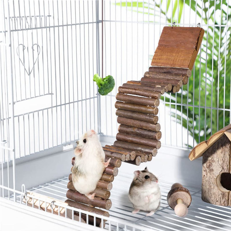 Hamiledyi Hamster Suspension Bridge,Rat Long Bendy Bridge Wooden Climbing Ladder Cage Accessories for Syrian Hamster Chinchilla Guinea Pig Gerbil Chipmunk Mouse Rat - PawsPlanet Australia