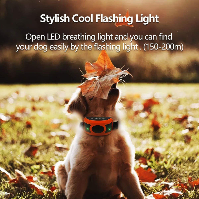 [Australia] - PETOWN New 2019 Version Flashing Lights Bark Collar with Upgraded Smart Chip - Best Intelligent Dog Shock, Beep Anti-Barking Collar. No Bark Control for Medium/Large Dogs (Orange) … 