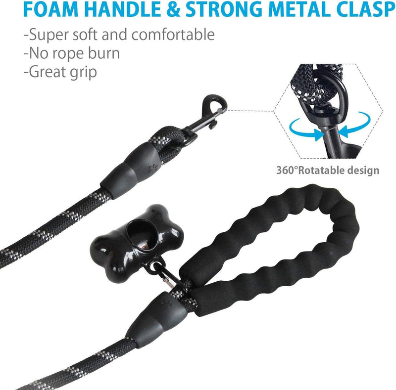 Docatgo dog leash, strong stable training leash, 1.5 m suitable for large medium small dogs with comfortable padded handle of bite-resistant leash, reflective safety at night, lightweight and flexible leashes - PawsPlanet Australia