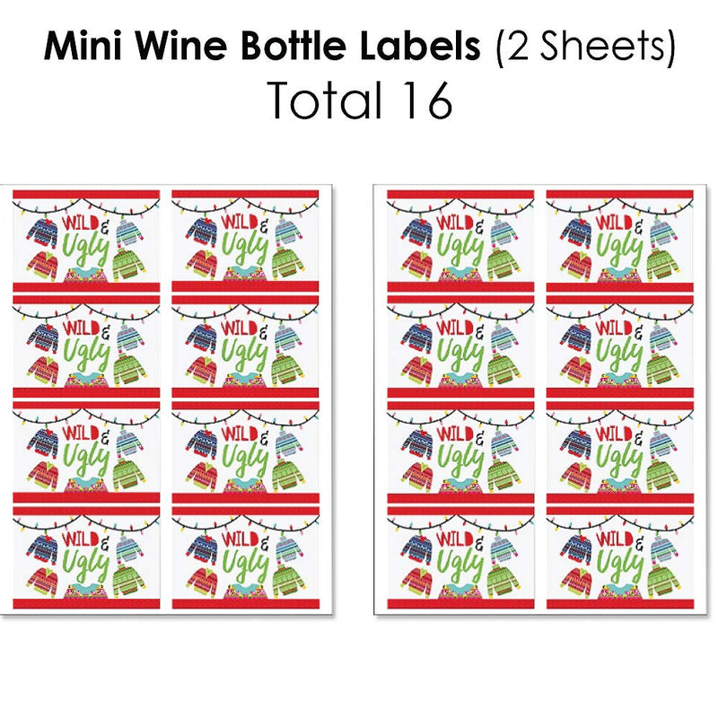 Big Dot of Happiness Wild and Ugly Sweater Party - Mini Wine Bottle Labels, Wine Bottle Labels and Water Bottle Labels - Holiday and Christmas Animals Party Decorations - Beverage Bar Kit - 34 Pieces - PawsPlanet Australia