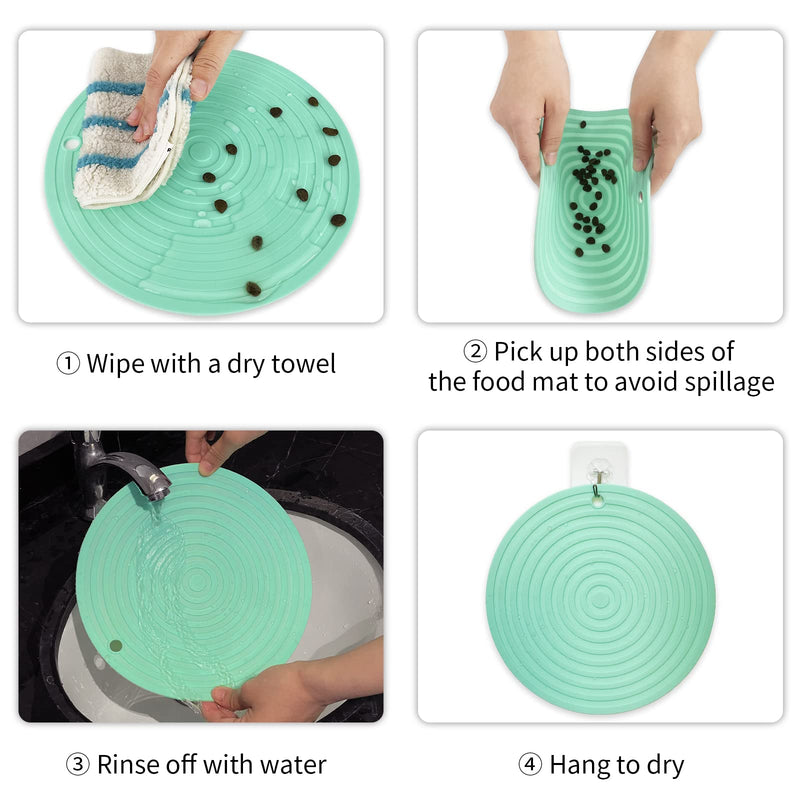 Ptlom Pet Food Mat for Dog and Cat Placemat 2 Pcs, Mat for Prevent Food and Water Overflow, Suitable for Medium and Small Pet,Silicone , 9.5"* 9.5", Green 9.5" * 9.5" - PawsPlanet Australia