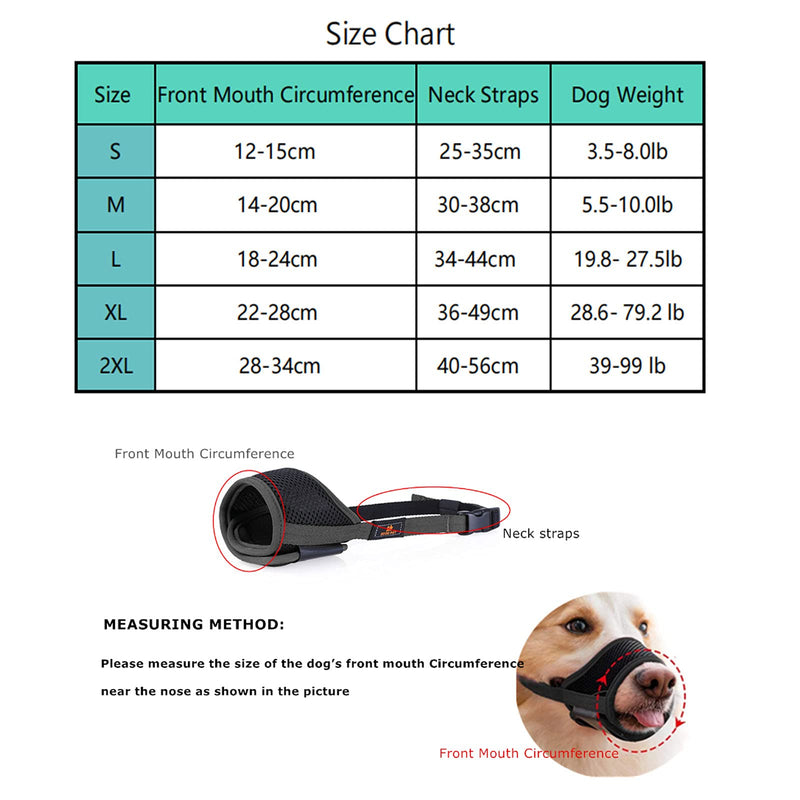 Cilkus Dog Muzzle Nylon Mesh Adjustable Breathable Soft Dog Muzzle, Anti-bite, Anti-Barking, Anti-Chaos, Pet Anti-Barking Muzzle, 4 Sizes for Large, Medium and Small Dogs Black（X-Large） X-Large - PawsPlanet Australia