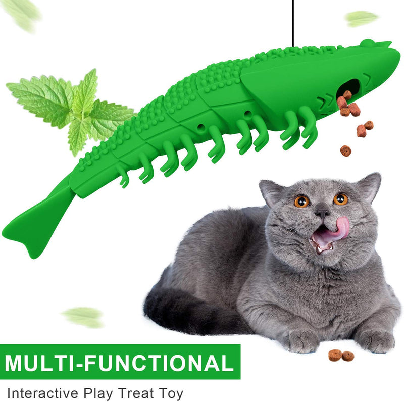 [Australia] - Cat Toy Interactive Kitty Cat Mint Toy, Cat Snack Toy, Cat Dental Care, Cat Interactive Toothbrush Chew Toy 100% Natural Rubber Bite Resistant, Crayfish Shaped Toy with Bell 