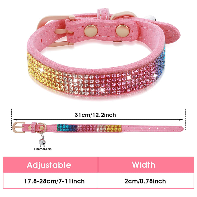 TIESOME Rhinestone Cat Collar with Bell, Cute Soft Adjustable Small Pet Puppy Collar Sparkly Flashing Pink Cat Collar for Small Dogs Cats (Small Size) - PawsPlanet Australia
