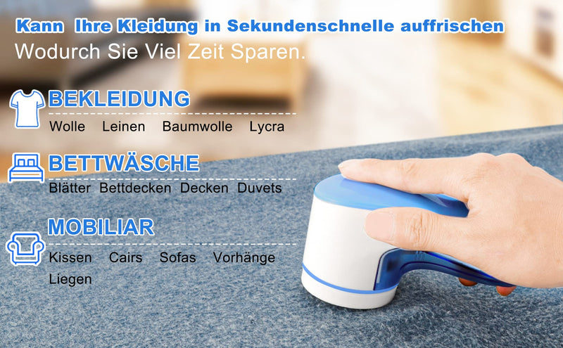 LEBEXY Lint Razor, Portable Electric Lint Remover with USB Rechargeable and 1 Replacement Blades for Various Fabrics (Blue) Blue - PawsPlanet Australia