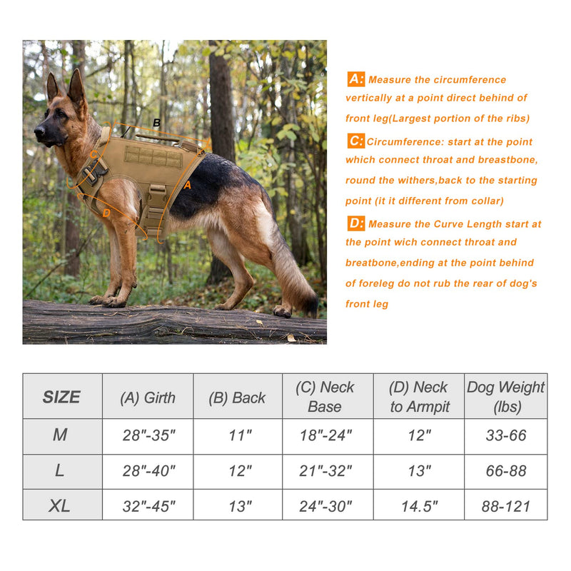 HARD LAND Tactical Dog Harness with 3 Zip Pockets for Large Medium Dogs, No Pull Military Dog Vest, 2×Metal Buckles & 2 Handles, Hook & Loop Panels for Patches Pouches Black - PawsPlanet Australia