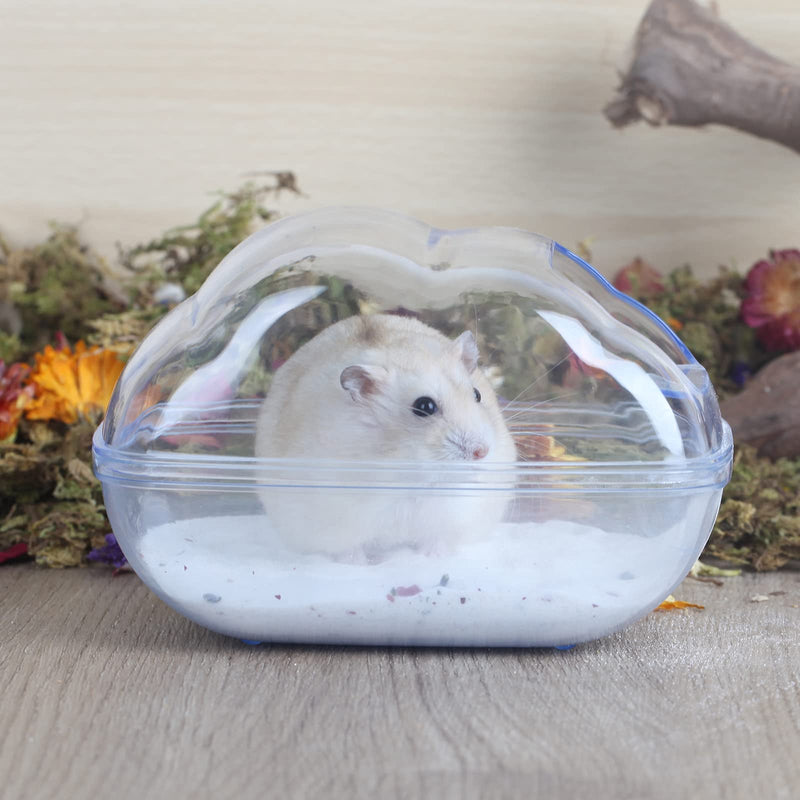 BUCATSTATE Large Hamster Sand Bath Container Transparent Clouds Hamster Bathroom with Scoop Set for Small Pet Animals Cage Accessories Blue Medium - PawsPlanet Australia