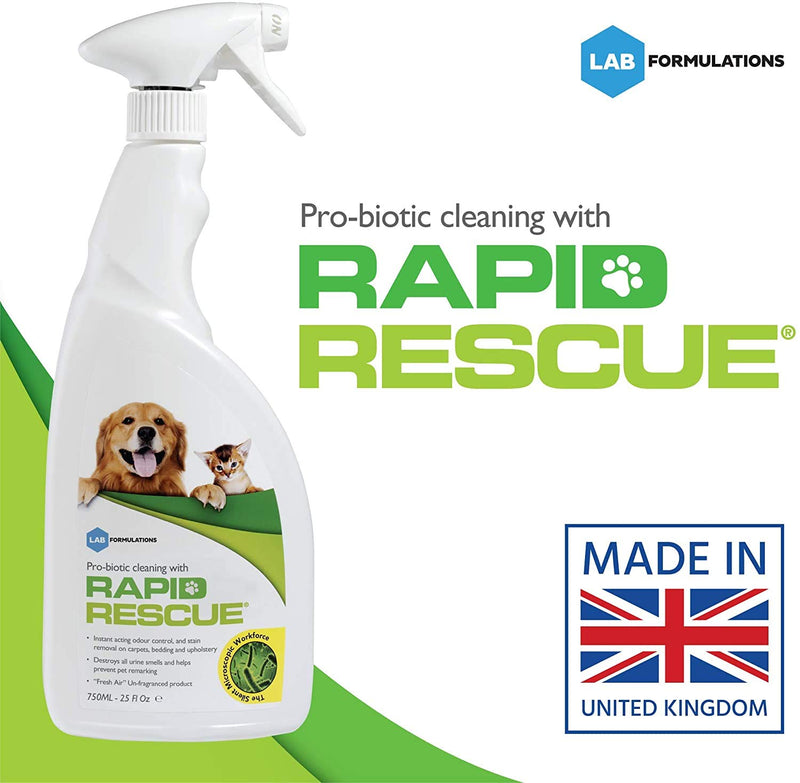 Rapid Rescue | Pet Odour Eliminator Urine Smell Remover | Natural Microbe Enzymatic Green Solution Probiotic Fast-Acting on Cat & Dog Stains on Carpets, Wood Floors, Cars, Rugs (2pk) - PawsPlanet Australia