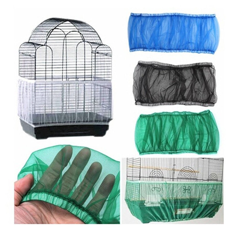 [Australia] - Bonaweite Mesh Bird Seed Catcher, Birds Cage Net Cover, Soft Nylon Skirt with Adjustable Drawstring Small Black 