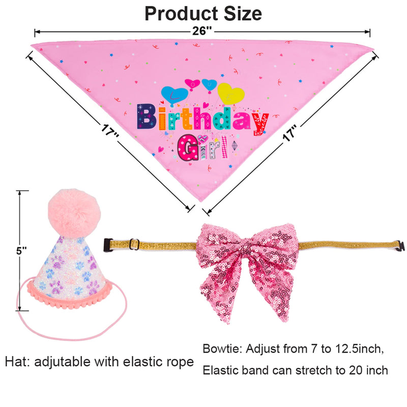 Dog Birthday Party Supplies, Boy Girl Dog Birthday Hat with Numbers Dog Puppy Birthday Bandana Hat Bow Set Pink - PawsPlanet Australia