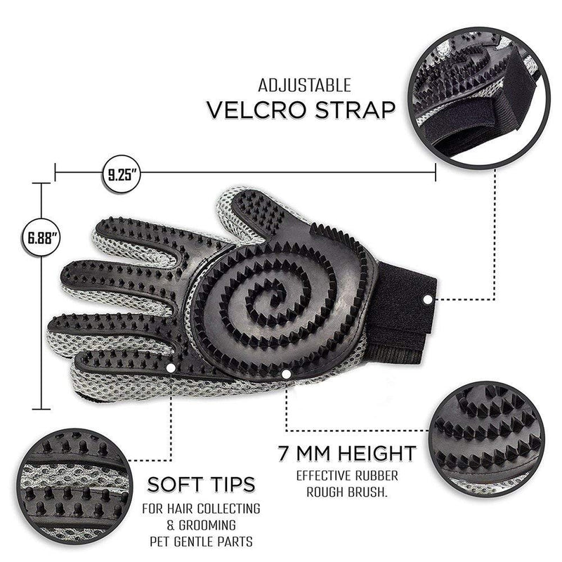 YOOUOOK [Upgraded Version] Pet Grooming Glove,Pet Hair Remover Glove, Pet Clean Massage Gloves,2 in 1 Massage Deshedding Glove Brush with Enhanced Five Finger Design-for Long & Short Fur(1Pcs) Black-New - PawsPlanet Australia