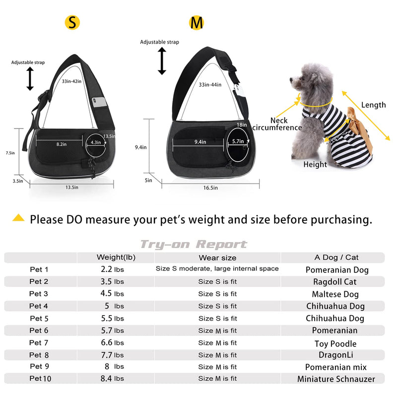 HOOPET Pet Dog Sling Carrier Small Cats Dogs Sling Bag Hand Free Breathable Mesh Adjustable Strap for Outdoor Travel Black - PawsPlanet Australia