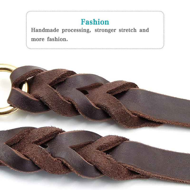 Fairwin Leather Dog Leash 6 Foot - Braided Heavy Duty Training Leash for Large Medium Small Dogs Running and Walking S:Width:1/2" Brown - PawsPlanet Australia